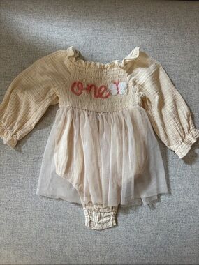 1st Birthday Tulle Dress 'One' Embroidery